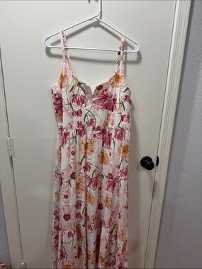 june & hudson White Floral Maxi Dress with Pink and Yellow Flowers